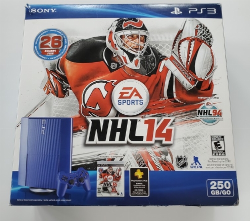 Playstation 3 Super Slim 250GB (Model CECH-4201B) Azurite Blue (NHL 14 Bundle) (CIB)