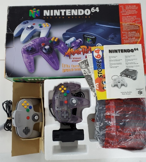 Nintendo 64 Charcoal w/ Atomic Purple Controller Bundle (CIB)