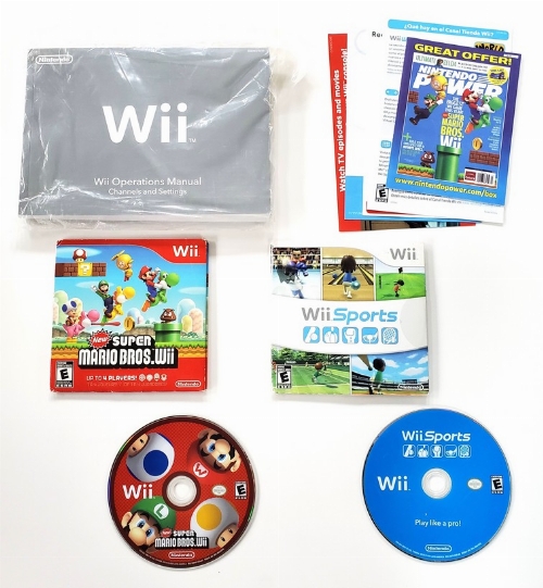 Nintendo Wii Red - New Mario Bros/Wii Sports Bundle (Model RVL-001 USA) (CIB)