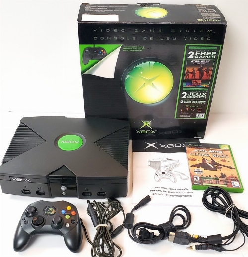 Xbox Original Black - Star Wars: The Clone Wars & Tetris: World Bundle (CIB)