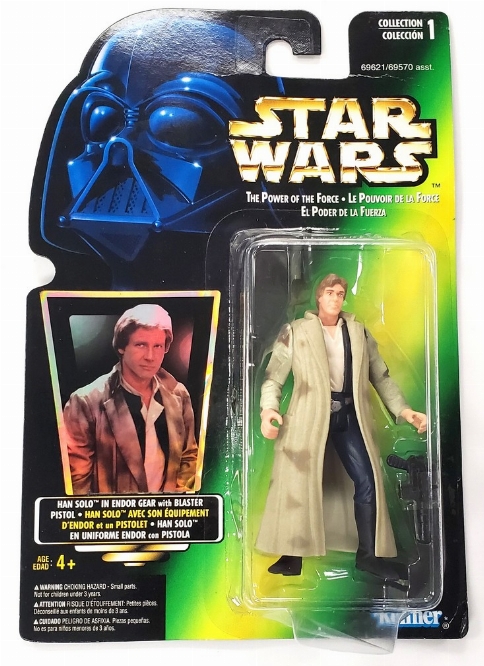 Star Wars: The Power of the Force - Han Solo in Endor Gear with Blaster (NEW)